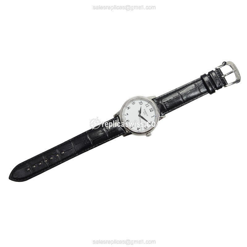 Rolex T-CLASSIC Quartz Replica - Silver Dial - Steel Case - Black Alligator Strap - View 2