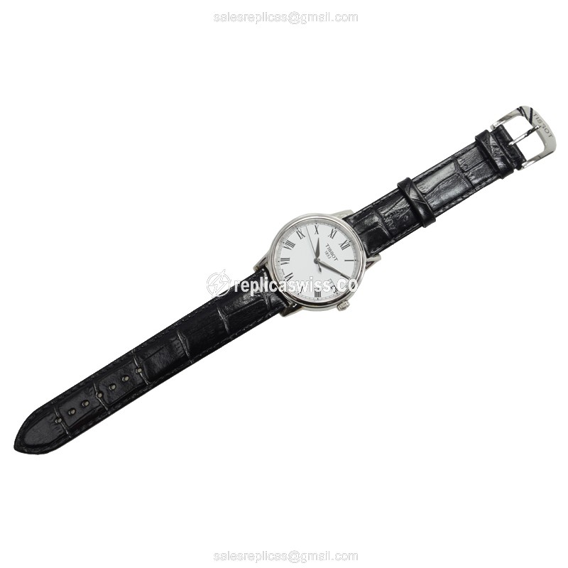 Tissot T-TREND Quartz Steel - Silver Dial Black Leather Strap Buckle - View 2