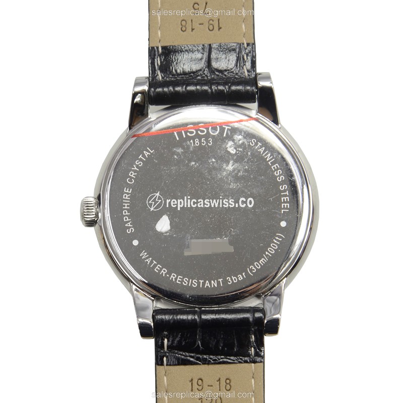 Tissot T-TREND Quartz Steel - Silver Dial Black Leather Strap Buckle - View 3