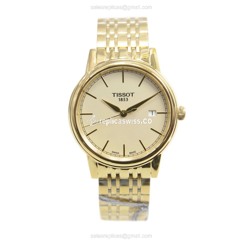 Tissot T-CLASSIC Replica - Quartz - Steel - Gold Dial - Gold Strap - Clasp - View 2