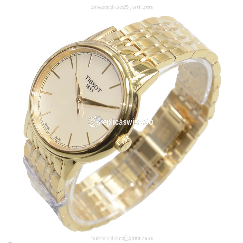 Tissot T-CLASSIC Replica - Quartz - Steel - Gold Dial - Gold Strap - Clasp - View 3
