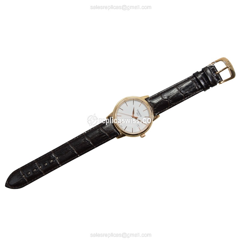 Tissot T-CLASSIC Quartz Steel - White Dial, Brown Leather Strap - View 2