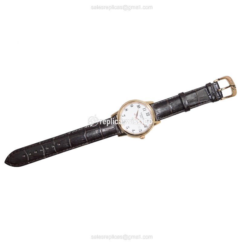 Tissot T-CLASSIC Quartz - White Dial - Steel Case - Brown Leather - Buckle Clasp - View 2