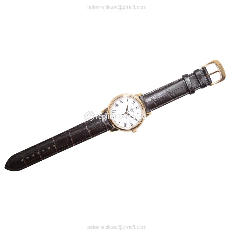 Tissot T-CLASSIC Replica - Quartz - White Dial - Steel Case - Brown Leather Strap - View 2