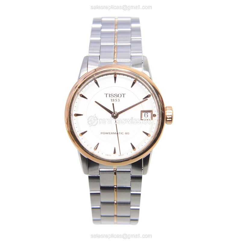 Tissot T-CLASSIC Replica - Automatic - Steel Case - White Dial - Silver Steel Bracelet - View 2