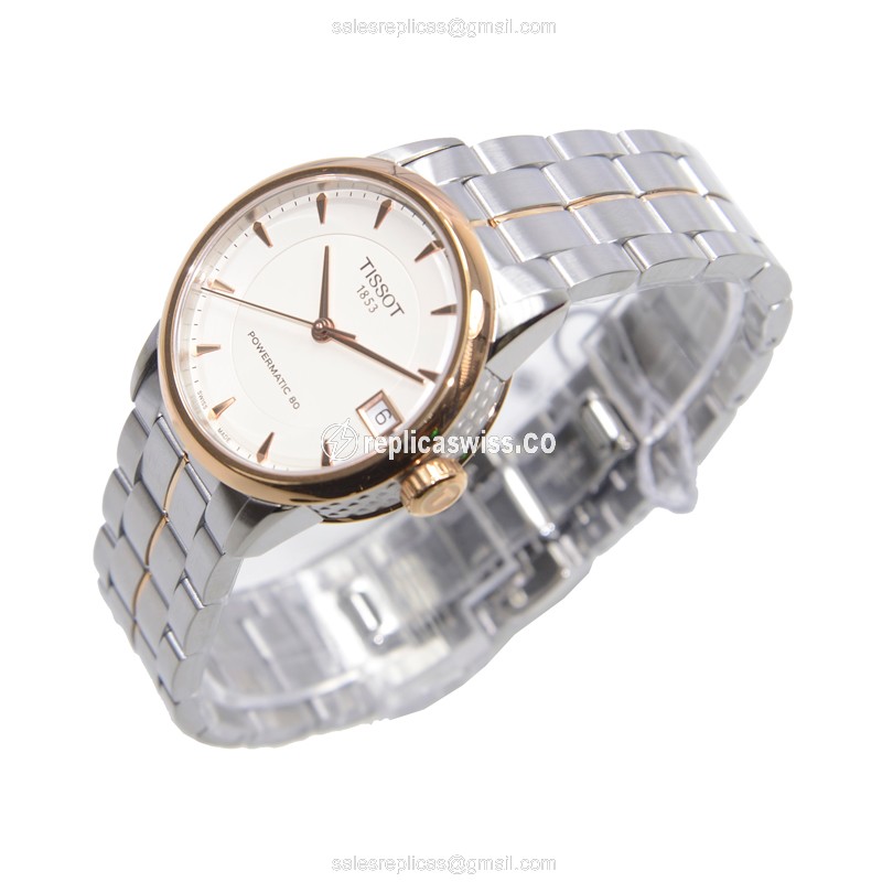 Tissot T-CLASSIC Replica - Automatic - Steel Case - White Dial - Silver Steel Bracelet - View 3