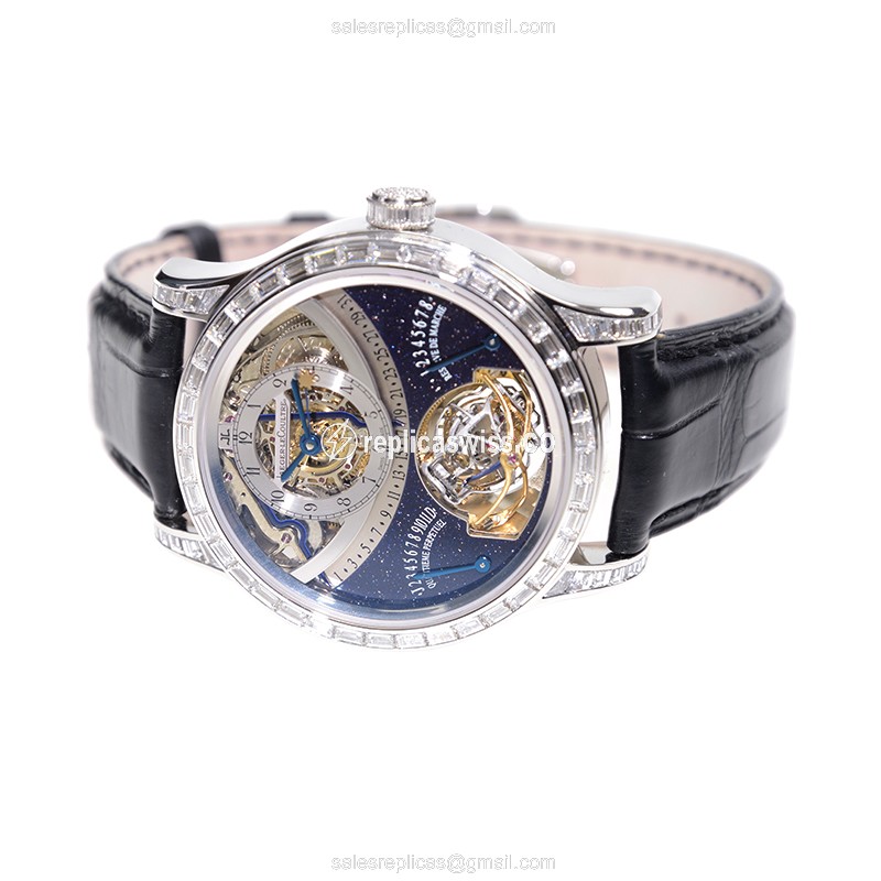Jaeger-Lecoultre Q6006405 Replica - Manual - 18kt Gold - Blue Dial - Alligator Black Strap - View 4