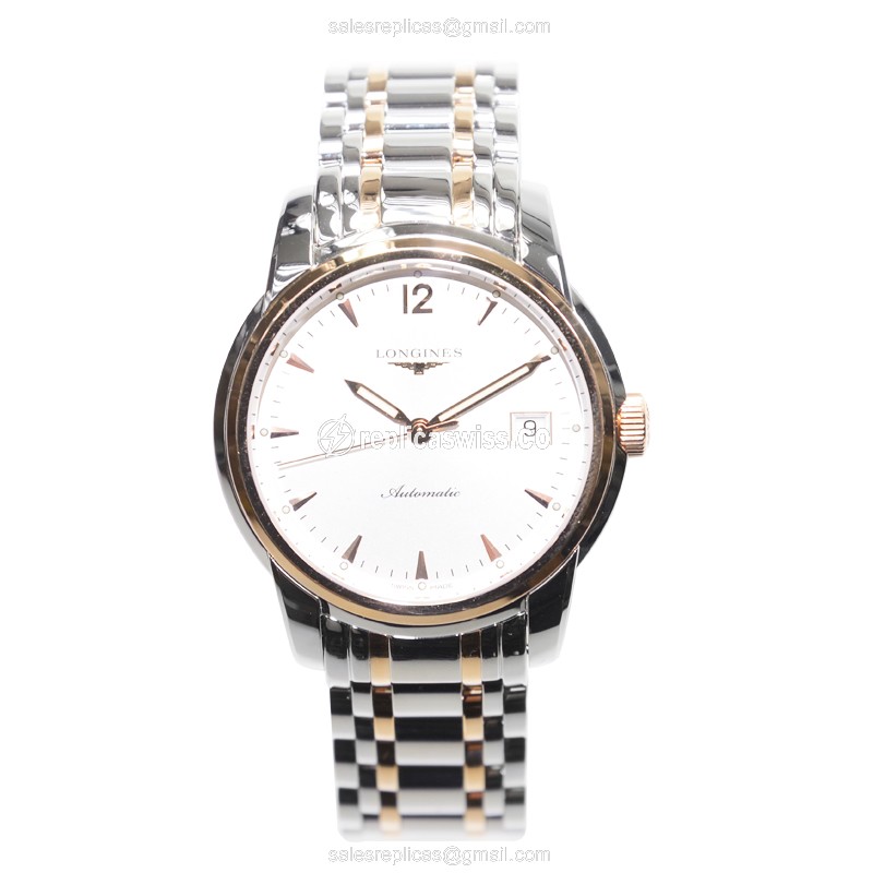 Longines SAINT IMIER Replica - Automatic - 18kt Rose Gold & Steel - Silver Dial - View 2