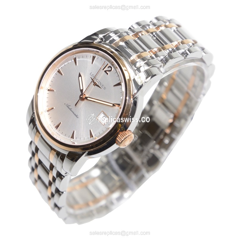 Longines SAINT IMIER Replica - Automatic - 18kt Rose Gold & Steel - Silver Dial - View 3