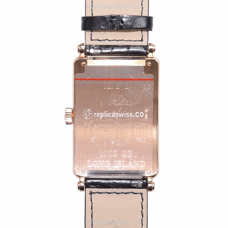 Franck Muller 1002 QZ Replica - Quartz - 18kt Rose Gold - Silver Dial - Leather Strap - View 3