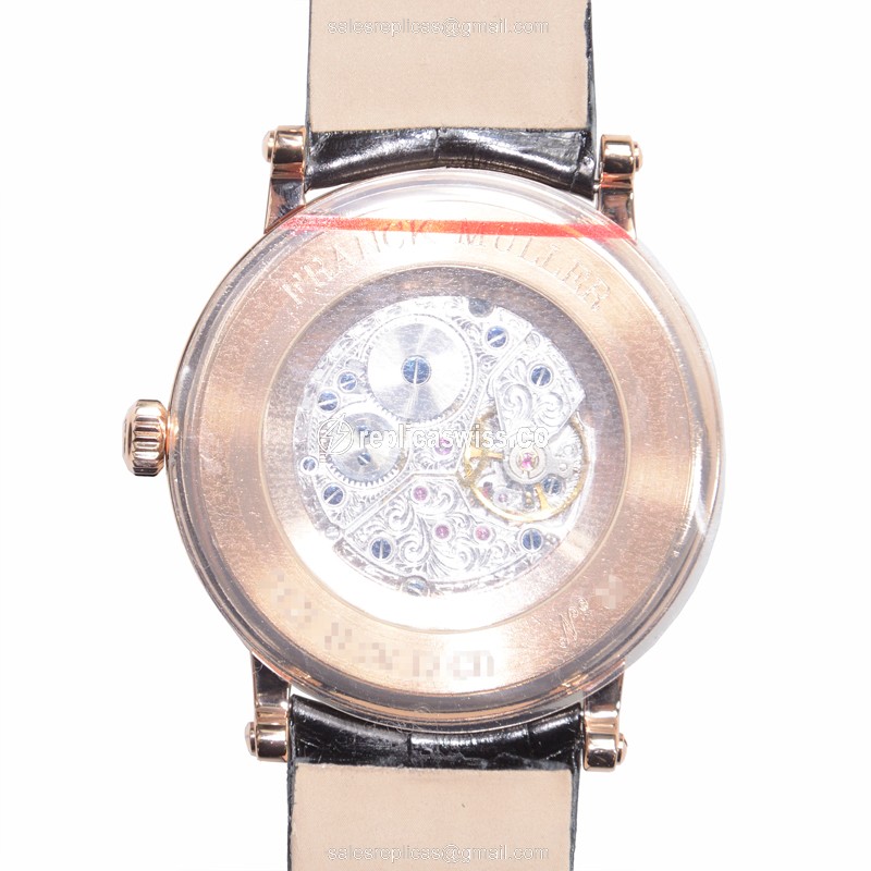 Franck Muller 7421 B S6 D CD LIBERTY Auto 18kt Rose Gold Diamonds - Gold Dial - Black Alligator Buckle - View 3