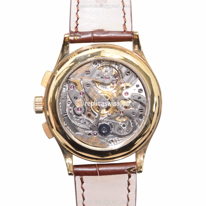 Patek Philippe 5170J-001 Complications Manual Wind 18kt Gold White Dial Clasp Brown Alligator Strap Replica Watch - View 3
