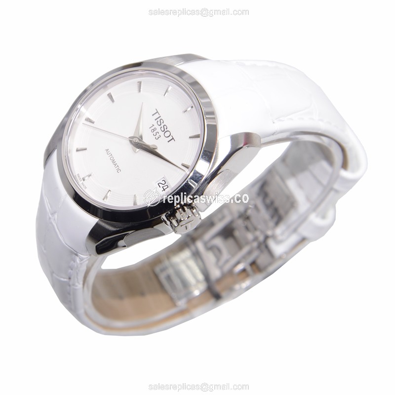 Tissot T-CLASSIC Automatic - Stainless Steel Case - White Dial - Leather strap - View 3