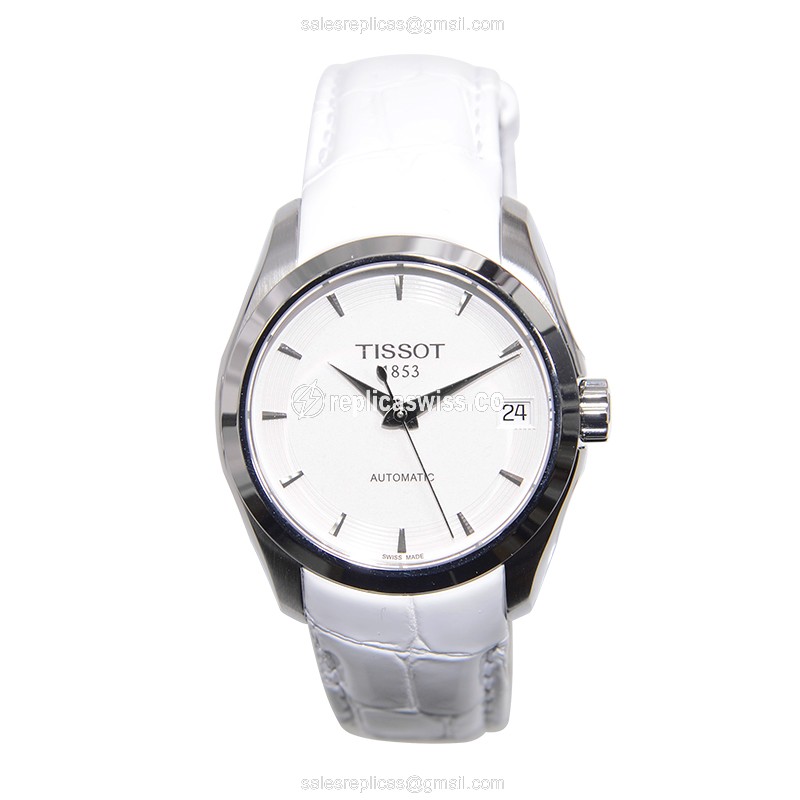 Tissot T-CLASSIC Automatic - Stainless Steel Case - White Dial - Leather strap - View 2