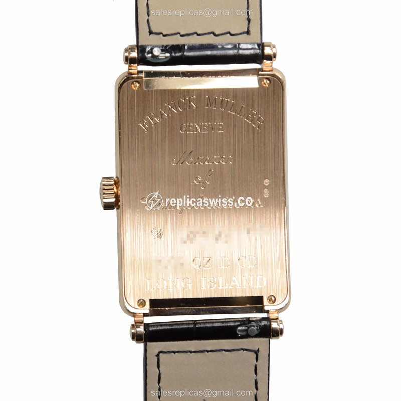 Franck Muller 1002 QZ D CD Replica - Quartz - 18kt Rose Gold Case - Diamond Dial - Gold Buckle - View 3