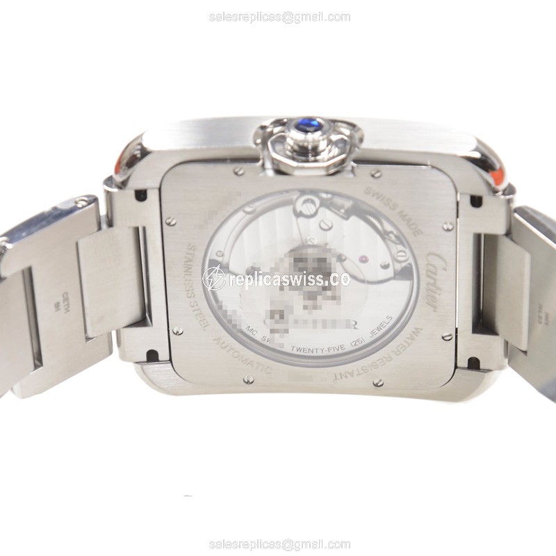 Cartier TANK W5310008 Replica - Automatic - Steel Case - White Dial - Silver Steel Strap - View 4