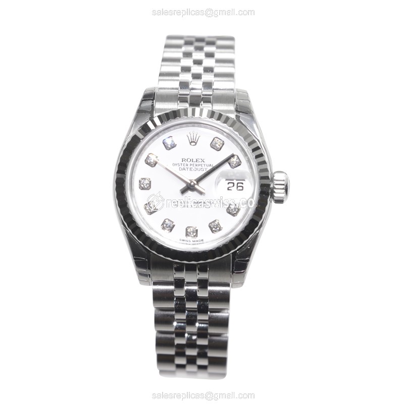 Rolex Datejust Replica - Automatic - White Dial on Silver Steel Strap - View 2