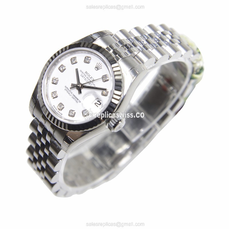 Rolex Datejust Replica - Automatic - White Dial on Silver Steel Strap - View 3