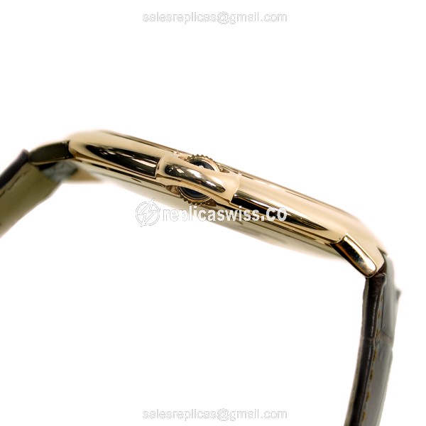 Cartier Ballon Bleu - Manual Wind - 18kt Rose Gold - White Dial - Brown Alligator Strap - View 4