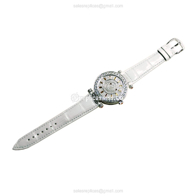 Franck Muller DM 42 D 1R CD OG Replica - Automatic - 18kt White Gold - Diamond on Dial - Silver Buckle - View 2