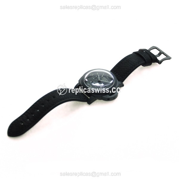 Panerai PAM00335 LUMINOR Replica - Automatic - Ceramic - Black Dial - Buckle Clasp - Black Cowhide - View 2