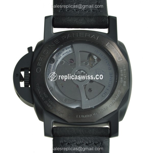 Panerai PAM00335 LUMINOR Replica - Automatic - Ceramic - Black Dial - Buckle Clasp - Black Cowhide - View 3