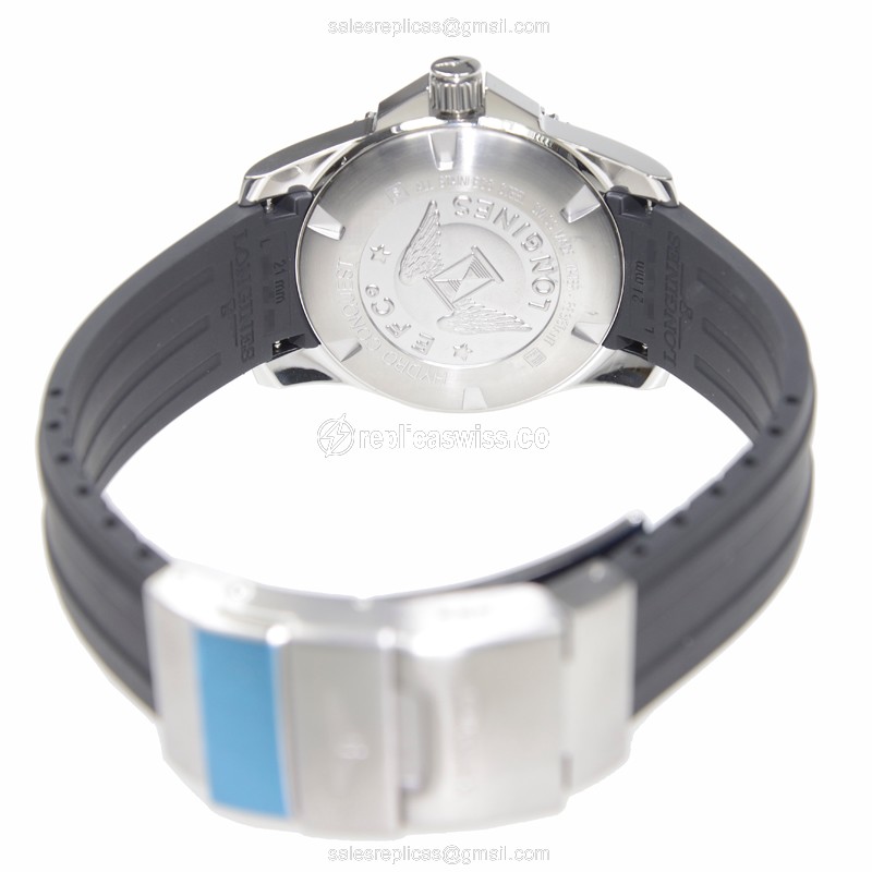 Longines CONQUEST Replica - Automatic - Stainless Steel - Black Dial, Rubber Strap - View 4