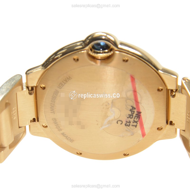 Cartier Ballon Bleu Replica - Automatic 18kt Yellow Gold - White Dial, Gold Strap - View 4