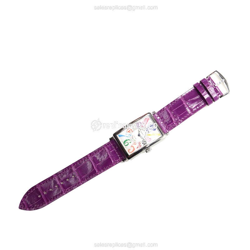 Franck Muller 1000 SC COL DRM AC LONG ISLAND - Automatic - Steel Case, Silver Dial, Buckle Clasp, Purple Alligator Strap - View 2