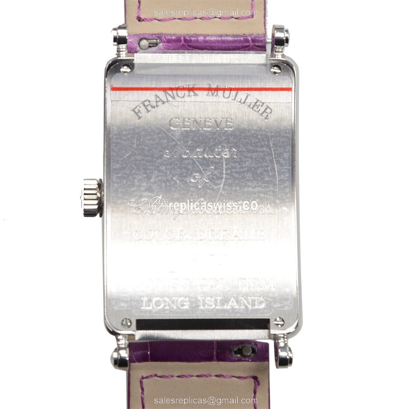 Franck Muller 1000 SC COL DRM AC LONG ISLAND - Automatic - Steel Case, Silver Dial, Buckle Clasp, Purple Alligator Strap - View 3