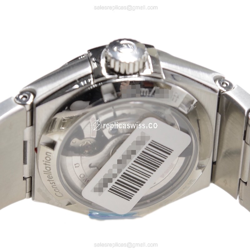 Omega Constellation Replica - Automatic - White Dial - Diamonds - Silver Steel Clasp - View 4