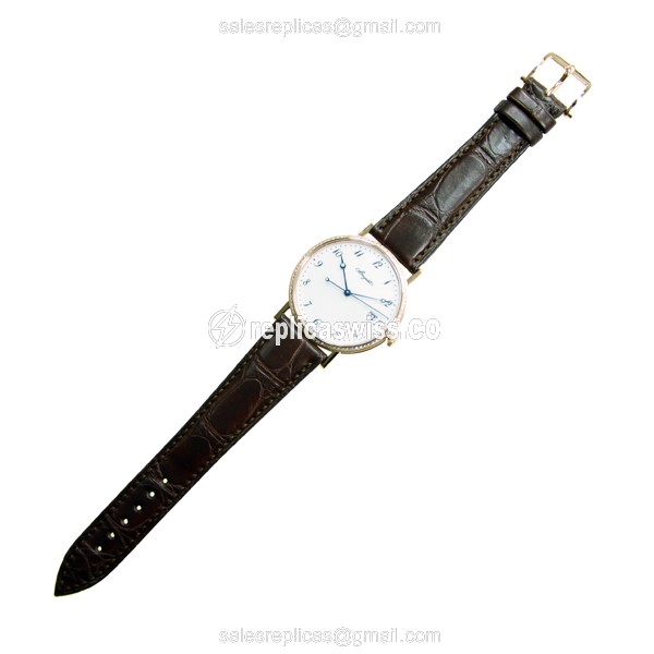 Breguet 5178BR/29/9V6/D000 Classic - Rose Gold - Diamond Case - White Dial - Alligator Brown Strap - View 2
