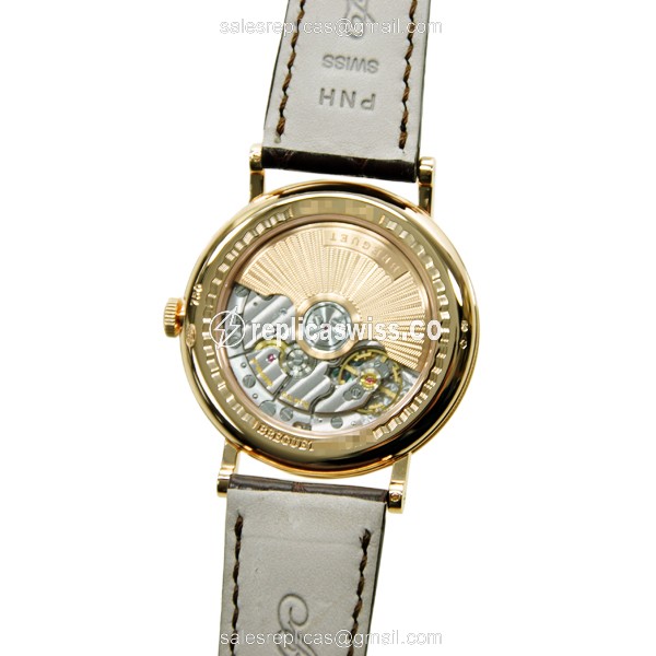 Breguet 5178BR/29/9V6/D000 Classic - Rose Gold - Diamond Case - White Dial - Alligator Brown Strap - View 3