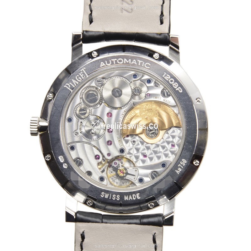 Piaget ALTIPLANO Replica - Automatic 18kt Gold - Silver Dial - Black Alligator Buckle - View 3