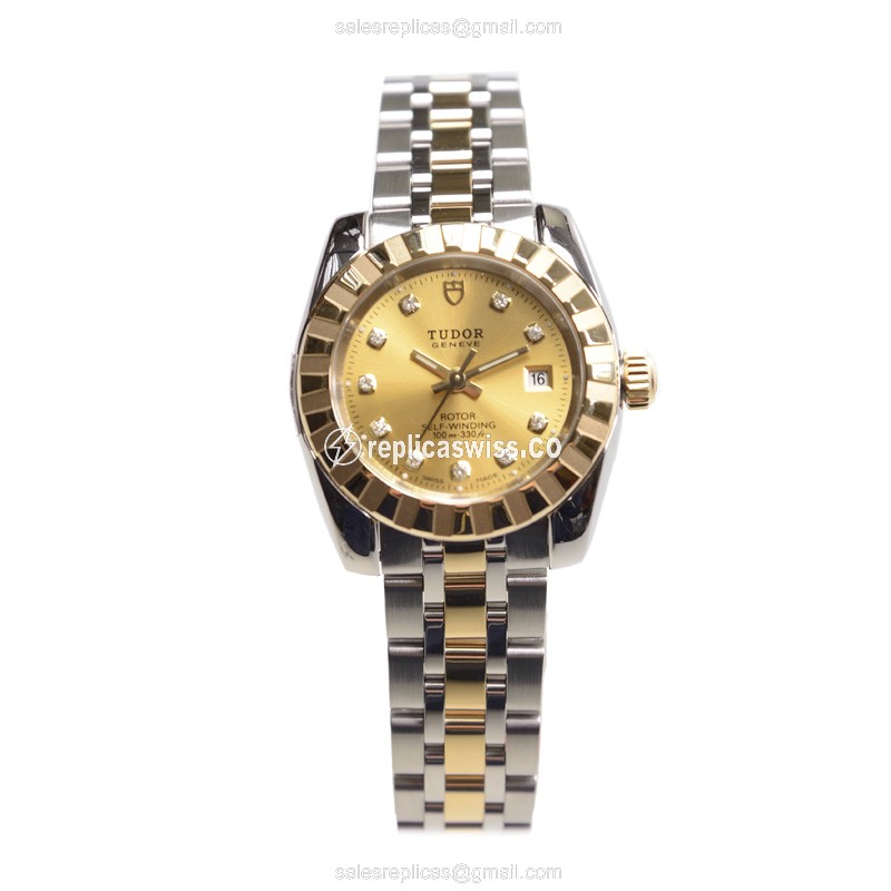 Tudor Classic - Automatic - 18kt Gold & Steel - Gold Dial - Silver Clasp - View 2