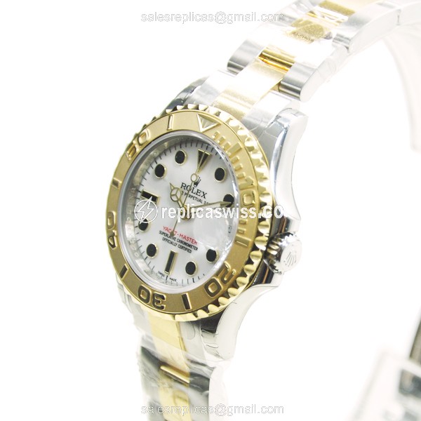 Rolex 169623 Yacht Master - 18kt Gold/Steel - Auto - White Dial - Silver Strap - View 2