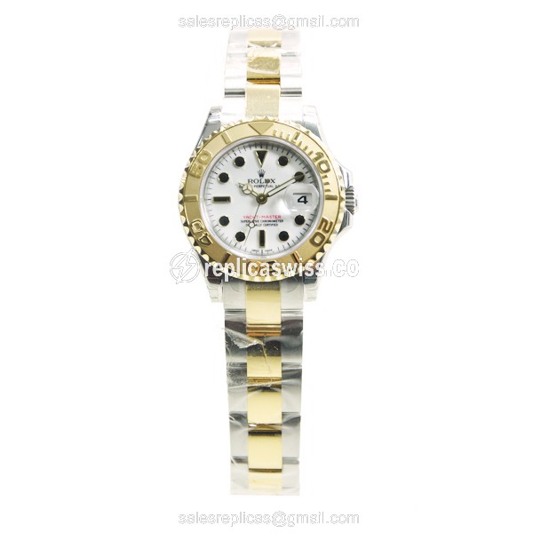 Rolex 169623 Yacht Master - 18kt Gold/Steel - Auto - White Dial - Silver Strap - View 3