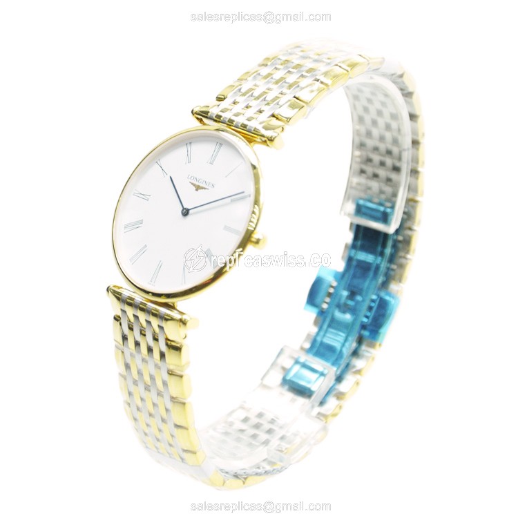 Longines L4.709.2.11.7 Replica - Quartz - Gold PVD Case - White Dial - View 3