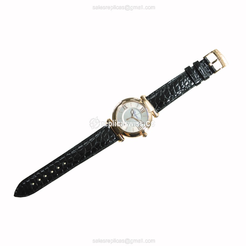 Chopard Imperiale 384221-5001 - Quartz - 18kt Rose Gold Case - Silver Dial - Leather Black Strap - View 2