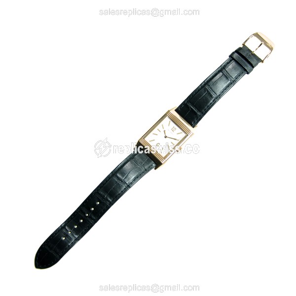 Jaeger-Lecoultre Q2782521 REVERSO - Manual - 18kt Rose Gold - White Dial - Buckle Clasp - Black Alligator Strap - View 2