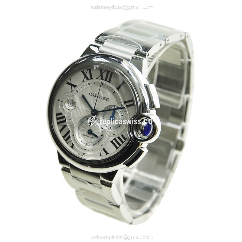 Cartier Ballon Bleu Replica - Automatic - Steel - Silver Dial - Steel Band - View 3