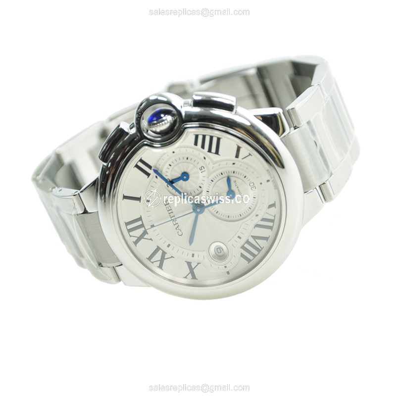 Cartier Ballon Bleu Replica - Automatic - Steel - Silver Dial - Steel Band - View 4