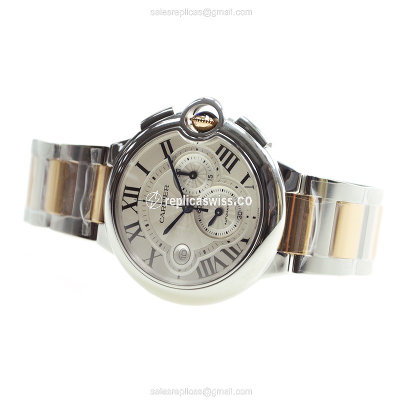 Cartier Ballon Bleu Replica - Automatic - Steel Case, Silver Dial - 18kt Silver Strap - View 4