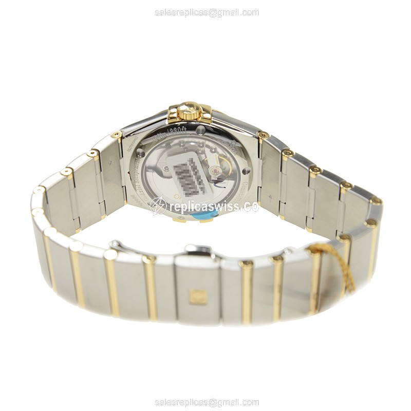 Omega Constellation Replica - 18kt Gold/Steel - Automatic - Silver Dial, Clasp & Strap - View 4