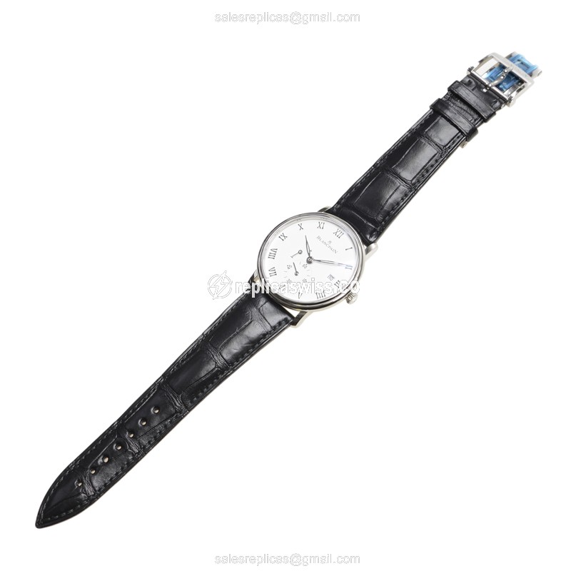 Blancpain Villeret Replica - Manual - Steel - White Dial - Black Alligator - Clasp - View 2