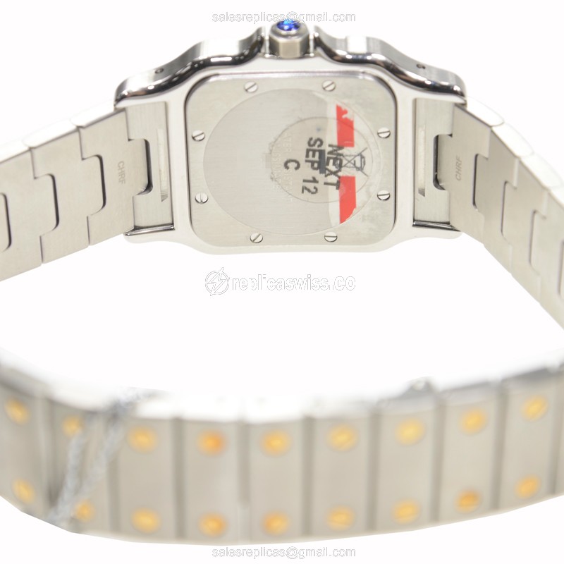 Cartier Santos Quartz Replica - 18kt Gold & Steel - White Dial, Silver Strap - View 4