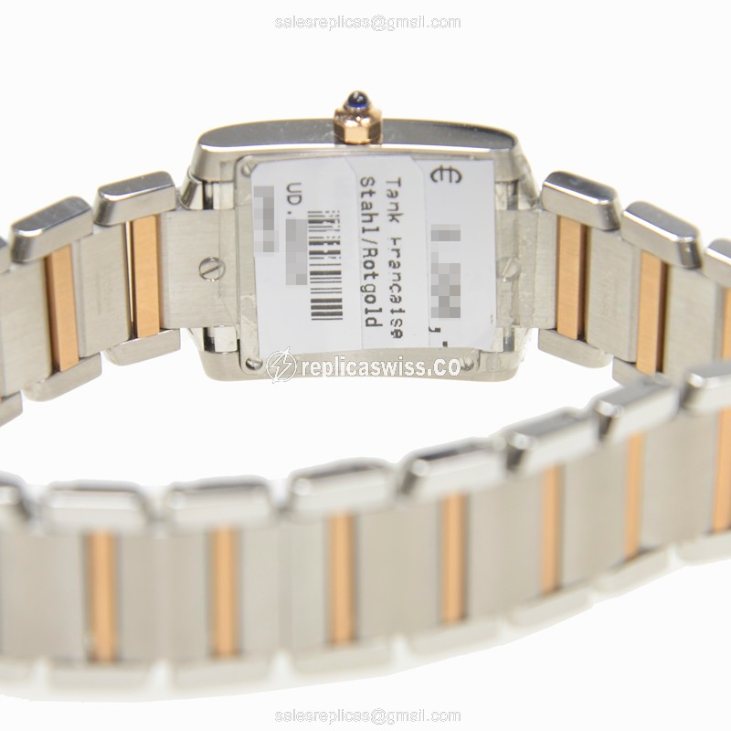 Cartier Tank Replica - Quartz - Steel - Pink Dial - Gold Strap - View 4