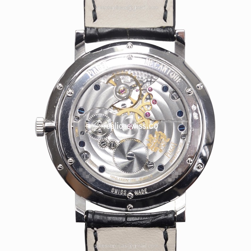 Piaget ALTIPLANO Replica - Manual - 18kt White Gold - Silver Dial - Alligator Black Buckle - View 3