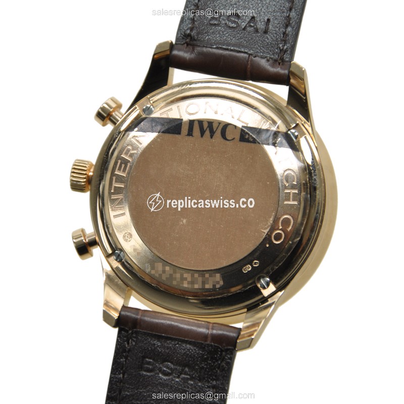 IWC Portuguese Replica - Automatic - 18kt Rose Gold - White Dial - Brown Alligator Strap - View 3