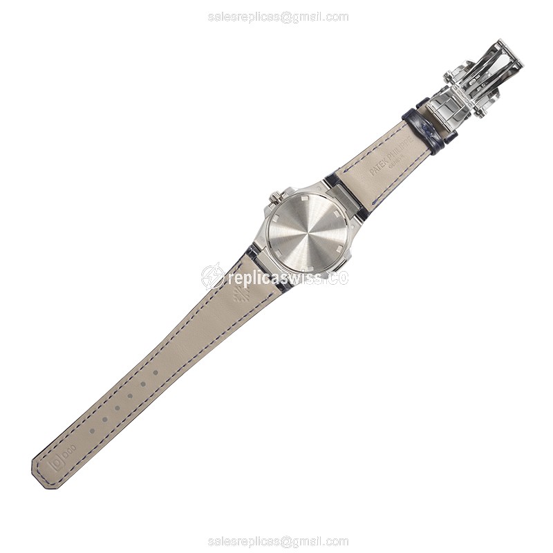 Patek Philippe 7010G-001 Replica - Quartz - White Gold - Diamond Dial - Silver - Alligator Blue - View 3